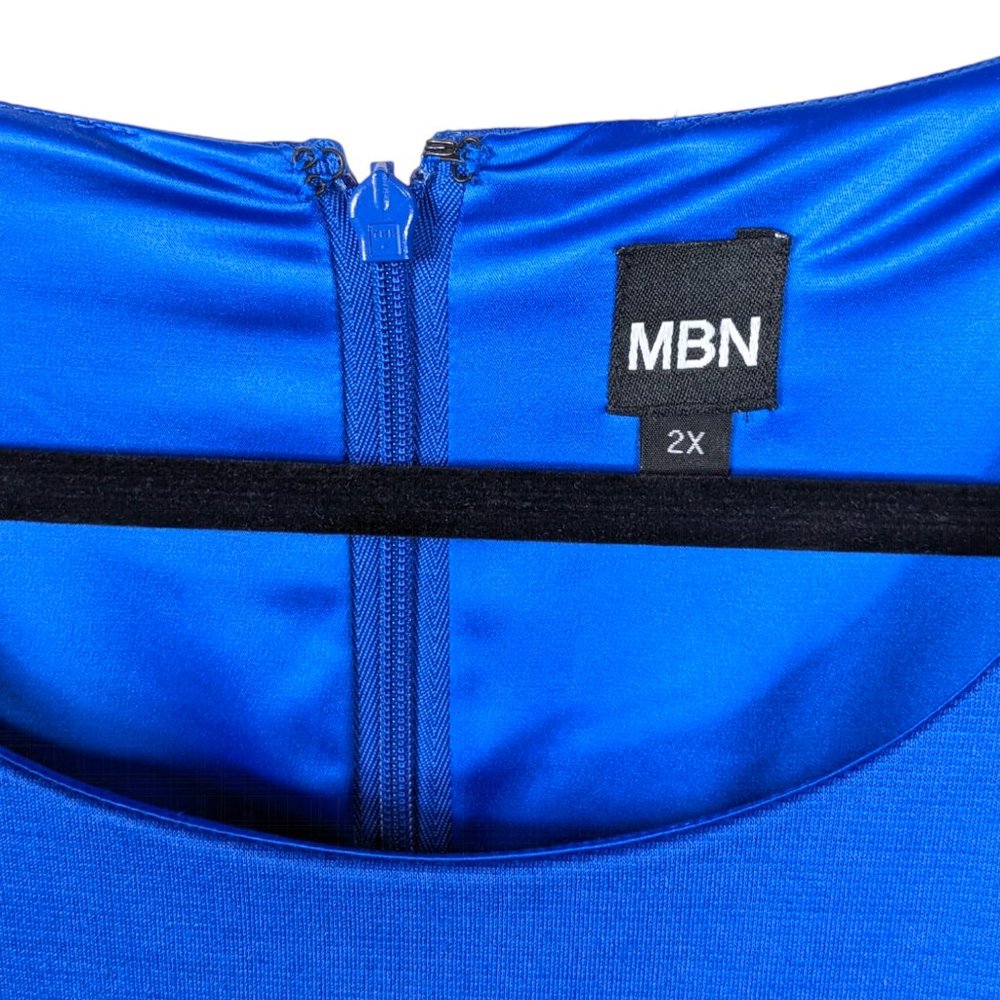 MBN Amelie Skater Dress in Royal Blue, Plus Size 2X - Picture 5 of 11
